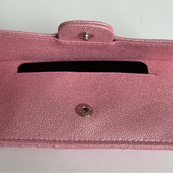 Chanel Iridescent Caviar Quilted Flap Zip Card Holder Pink - Picture 8 of 11